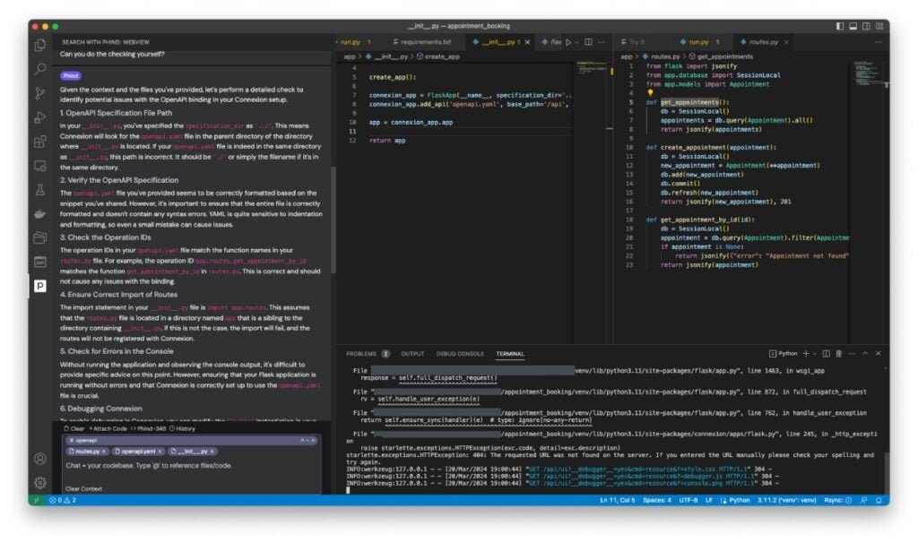 Phind VS Code Plugin in Action