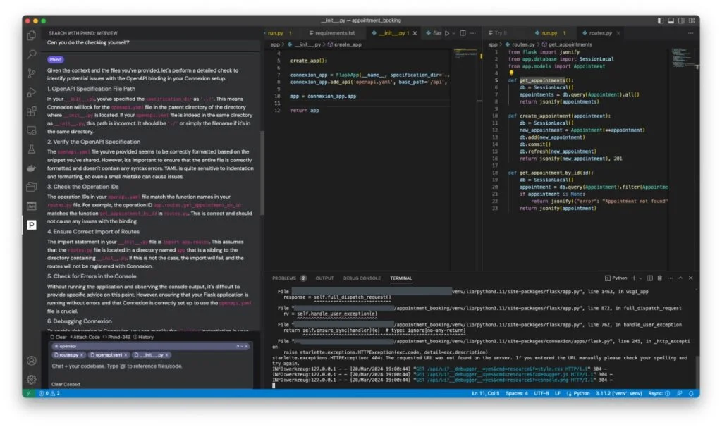 Phind VS Code Plugin in Action
