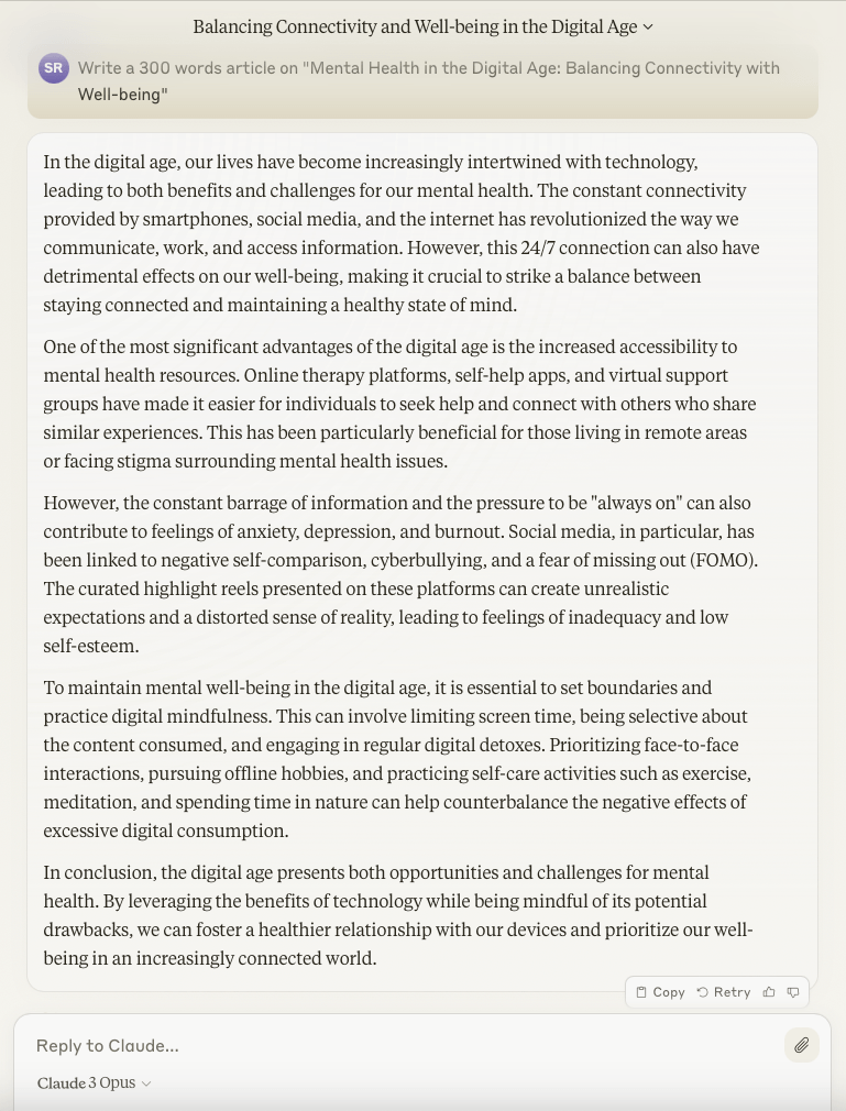 Generated Text by Claude 3