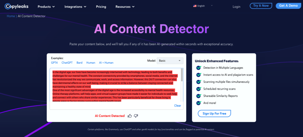 Copyleaks Detect AI Content