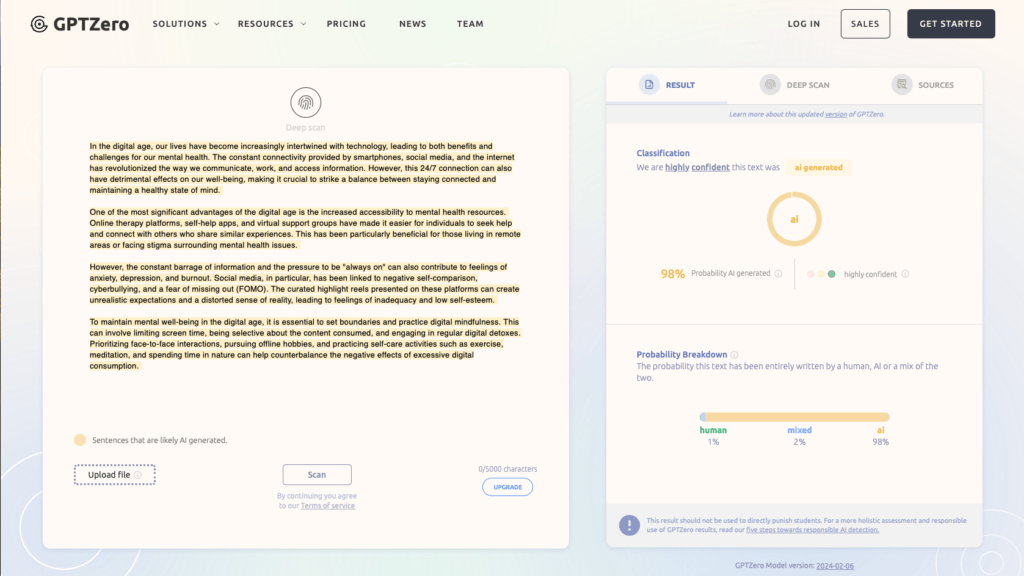 GPTZero Detects AI Content
