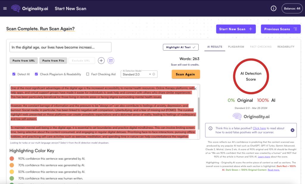 Originality.AI Detects AI Content