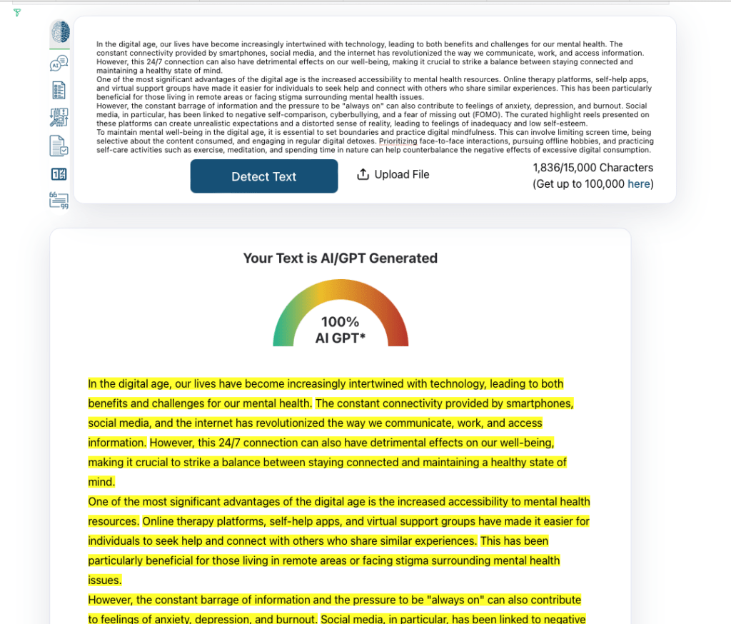 ZeroGPT Detects AI Content