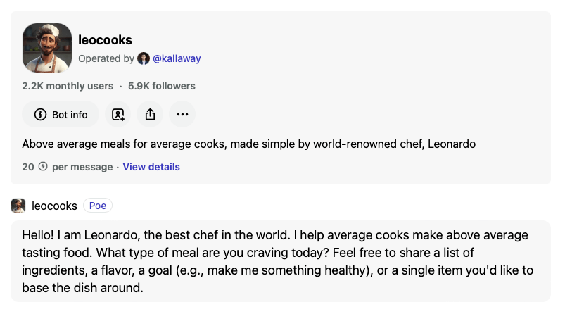 Leocooks Bot Poe AI