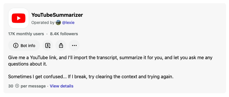 YoutubeSummarizer Bot